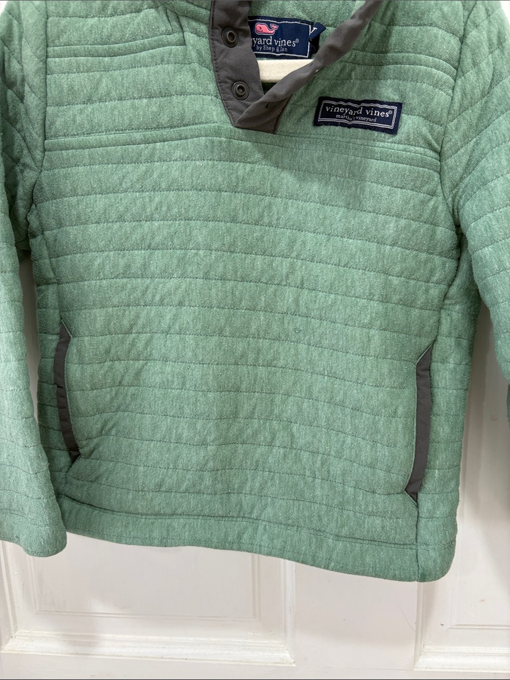 Vineyard Vines Kids Quilted Pullover in Sage - Picture 3 of 3